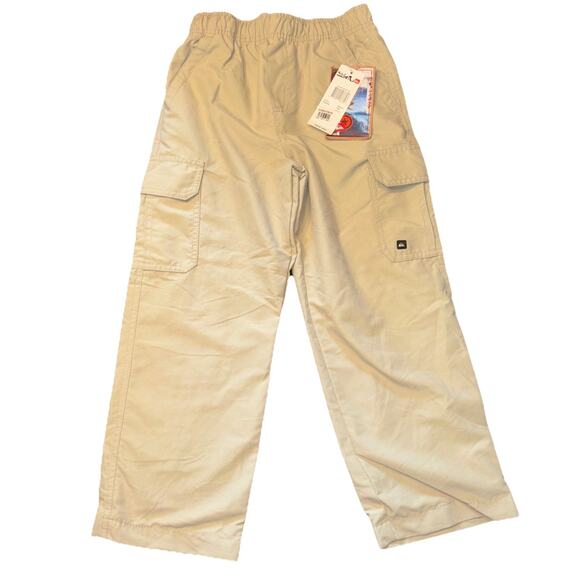 Quicksilver Cargo Pants Boys Sz Large 7 Tan Straight Leg Elastic Waist NWT - Picture 1 of 9